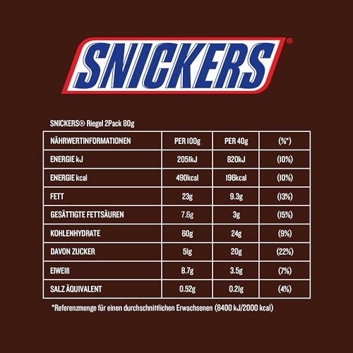 Snickers Original Schokoriegel Doppelpack 24 x 2 x 40g Erdnuss