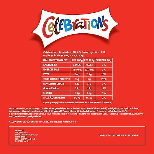 Celebrations Chocolate Bulk Box Partymix 2x1,435kg Minis