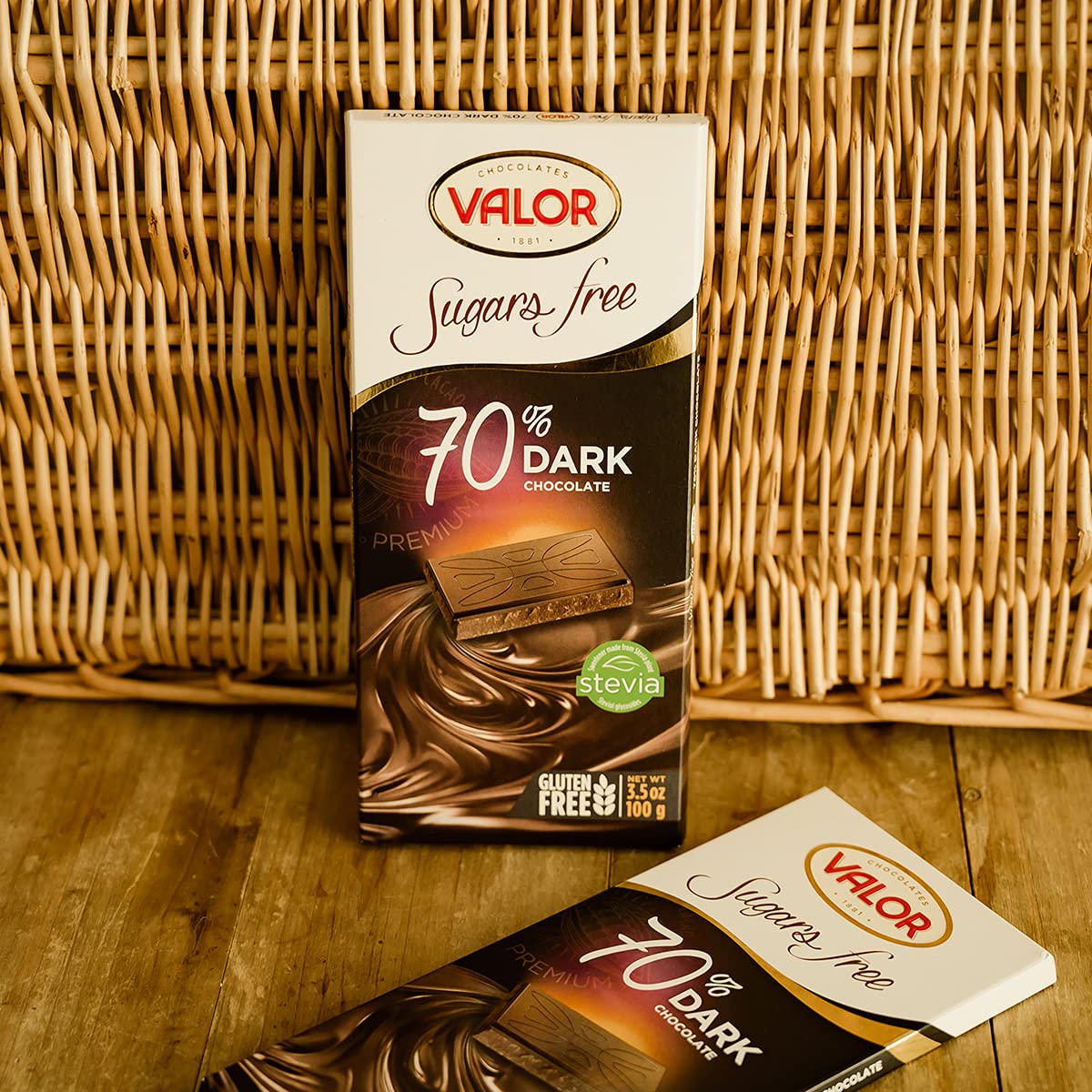 Valor 0% Dunkle Schokolade 70% Tafel 100g zuckerfrei Stevia