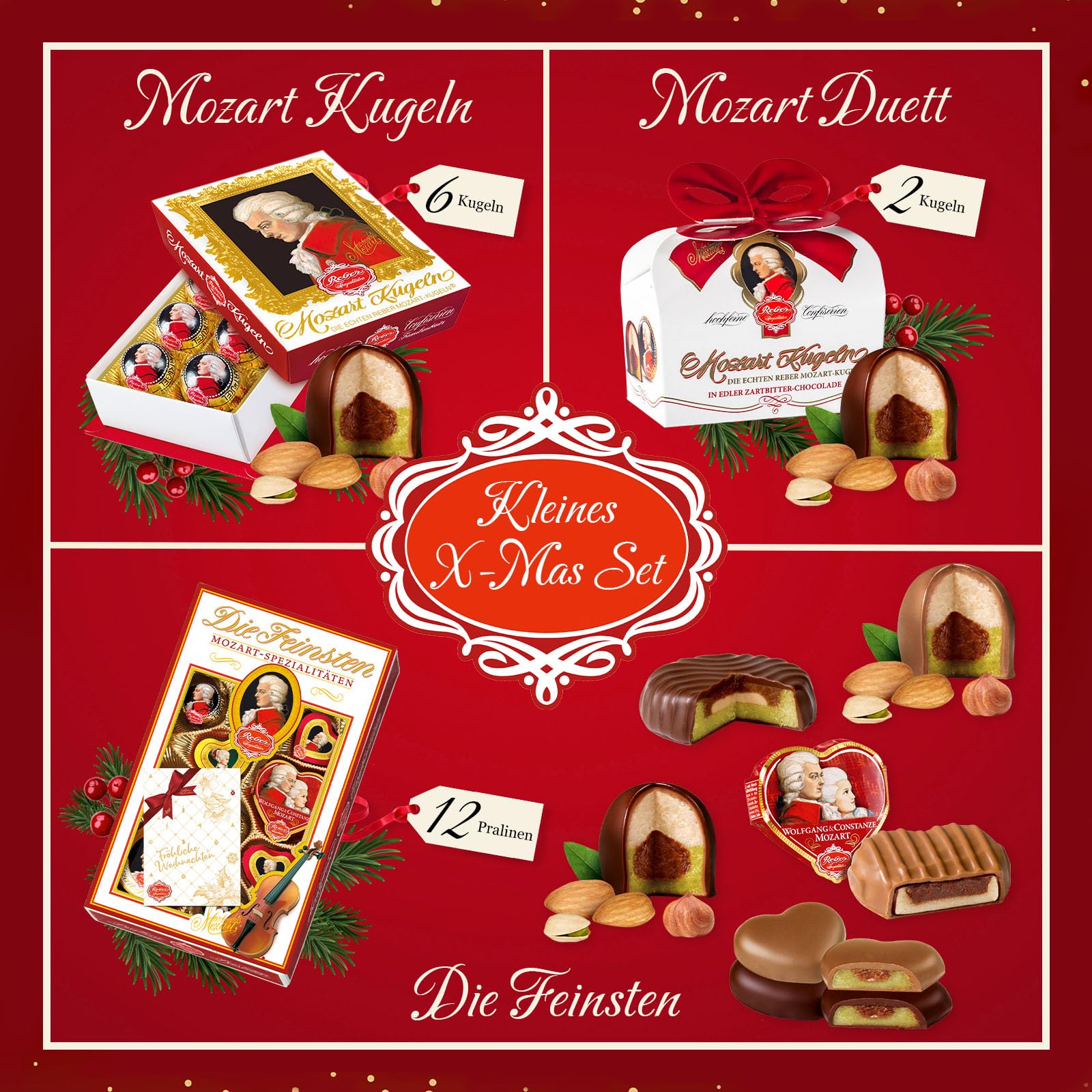 Reber Geschenkbox klein Marzipan Mozart-Mix 20 Stück