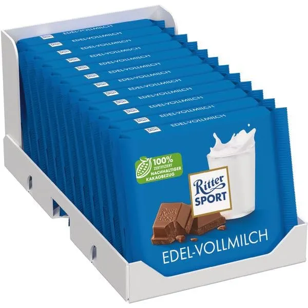 Ritter Sport Bunte Vielfalt Edel-Vollmilch Tafel 12x100g 30% Kakao