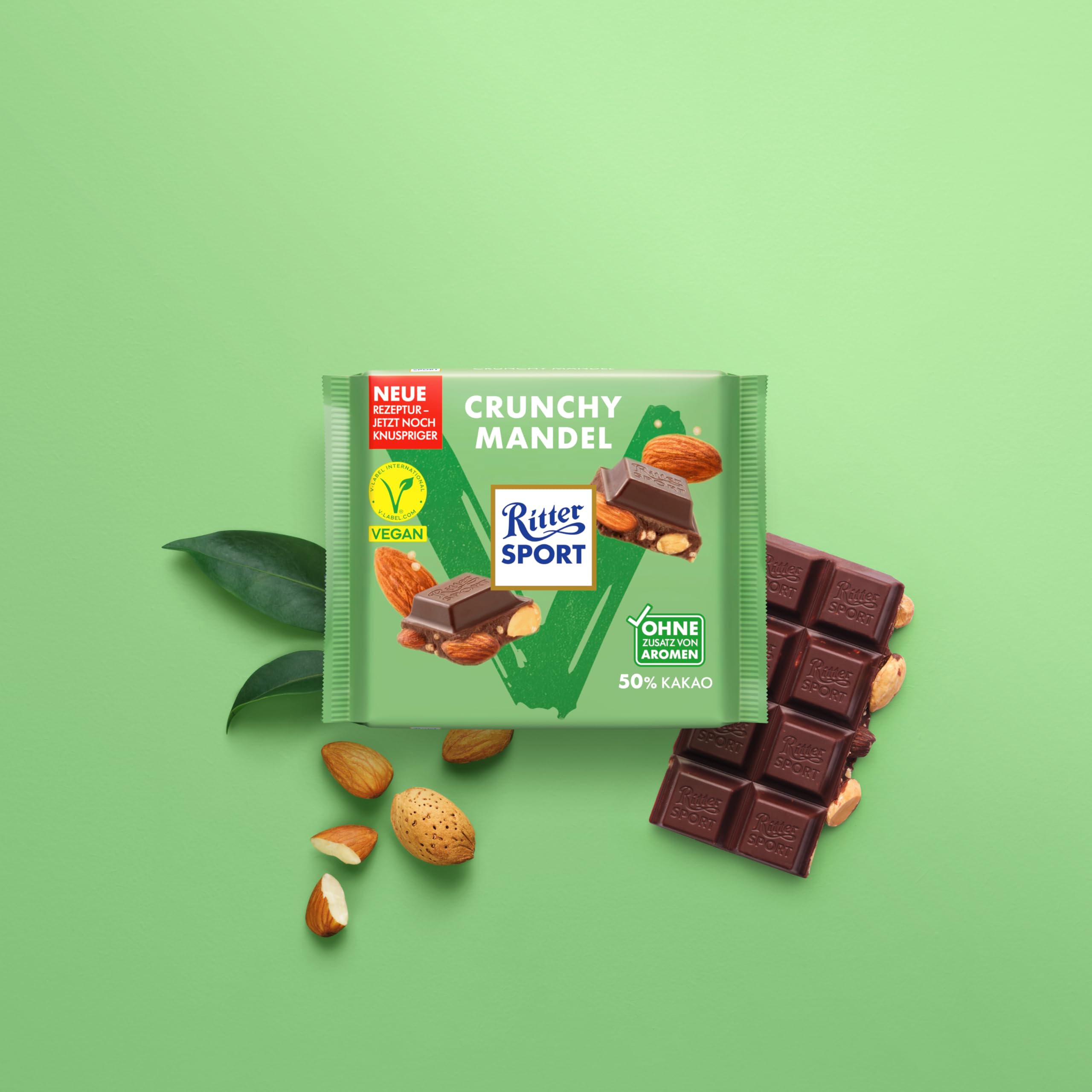 Ritter Sport Vegan Crunchy Mandel Tafel 10x100g Pflanzlich