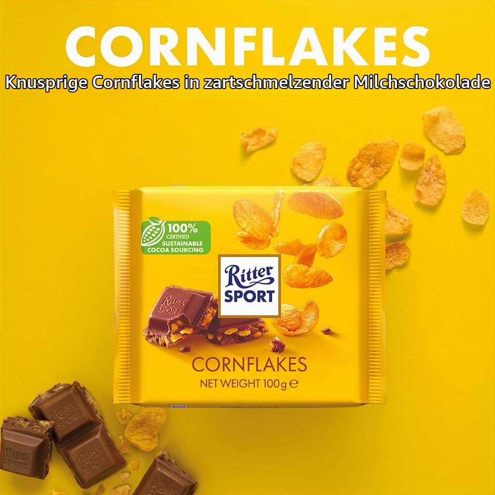 Ritter Sport Knusper-Flakes Vollmilchschokolade 10 x 100g Cornflakes