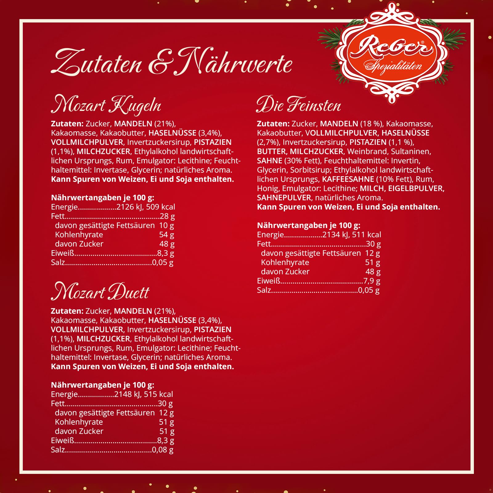Reber Geschenkbox klein Marzipan Mozart-Mix 20 Stück