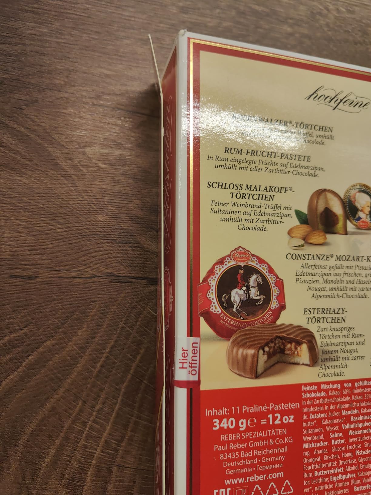 Reber Quadrat-Kassette Pralinen 11er 340 g Geschenkpackung