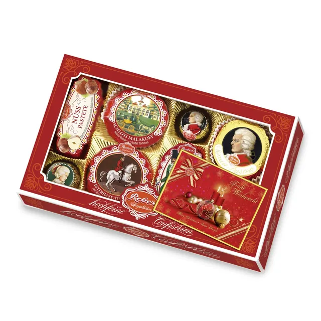 Reber Spezialitäten-Kassette Mozart Pralinen Weihnachten 8er 285 g