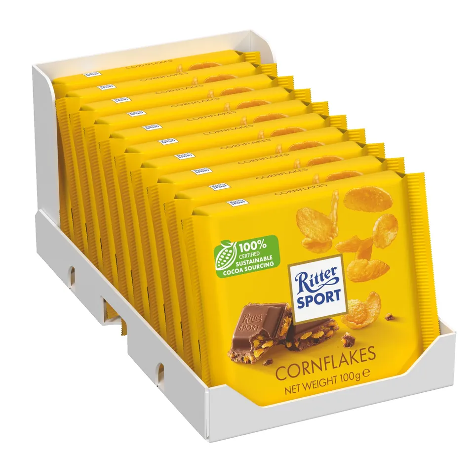 Ritter Sport Knusper-Flakes Vollmilchschokolade 10 x 100g Cornflakes