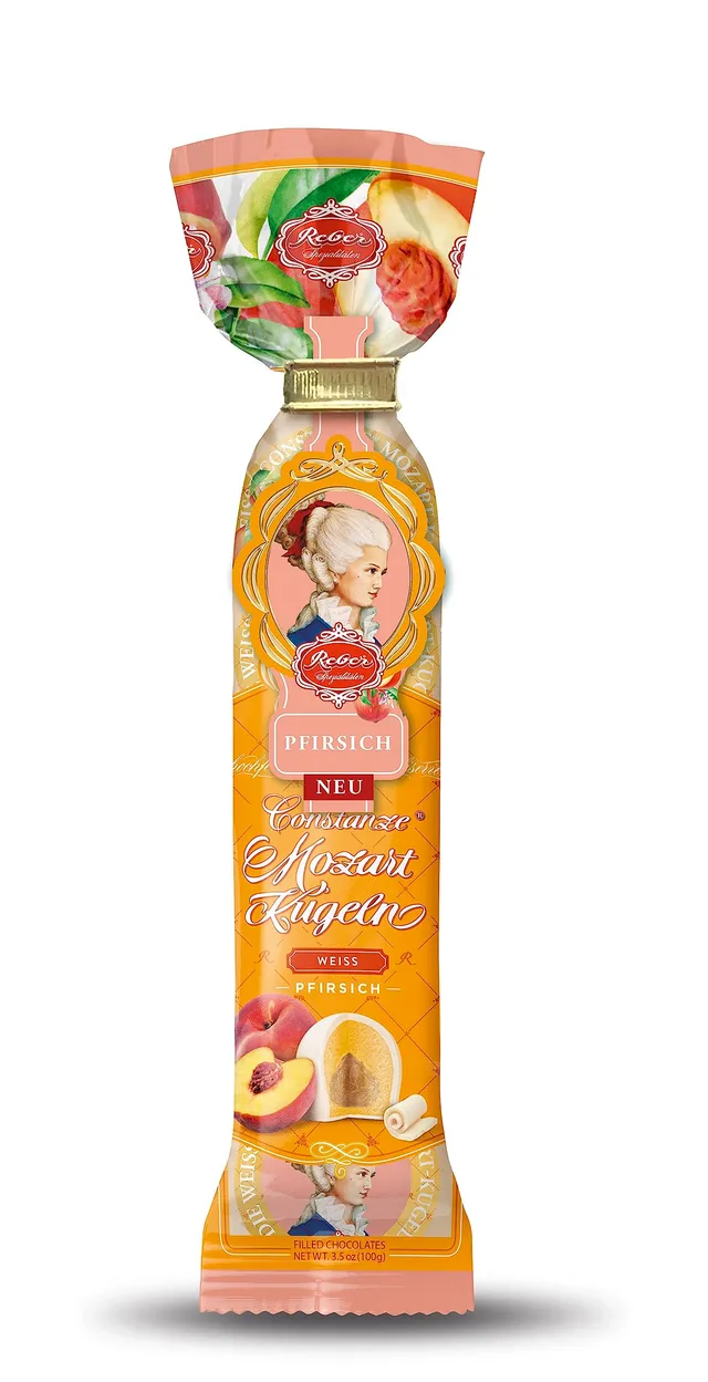 Reber Constanze Mozart-Kugeln weiße Pralinen Pfirsich 5er Tüte
