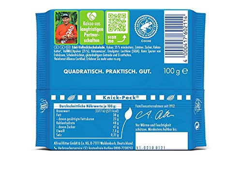 Ritter Sport Edel-Vollmilch Vollmilchschokolade 100g Kakao 35%
