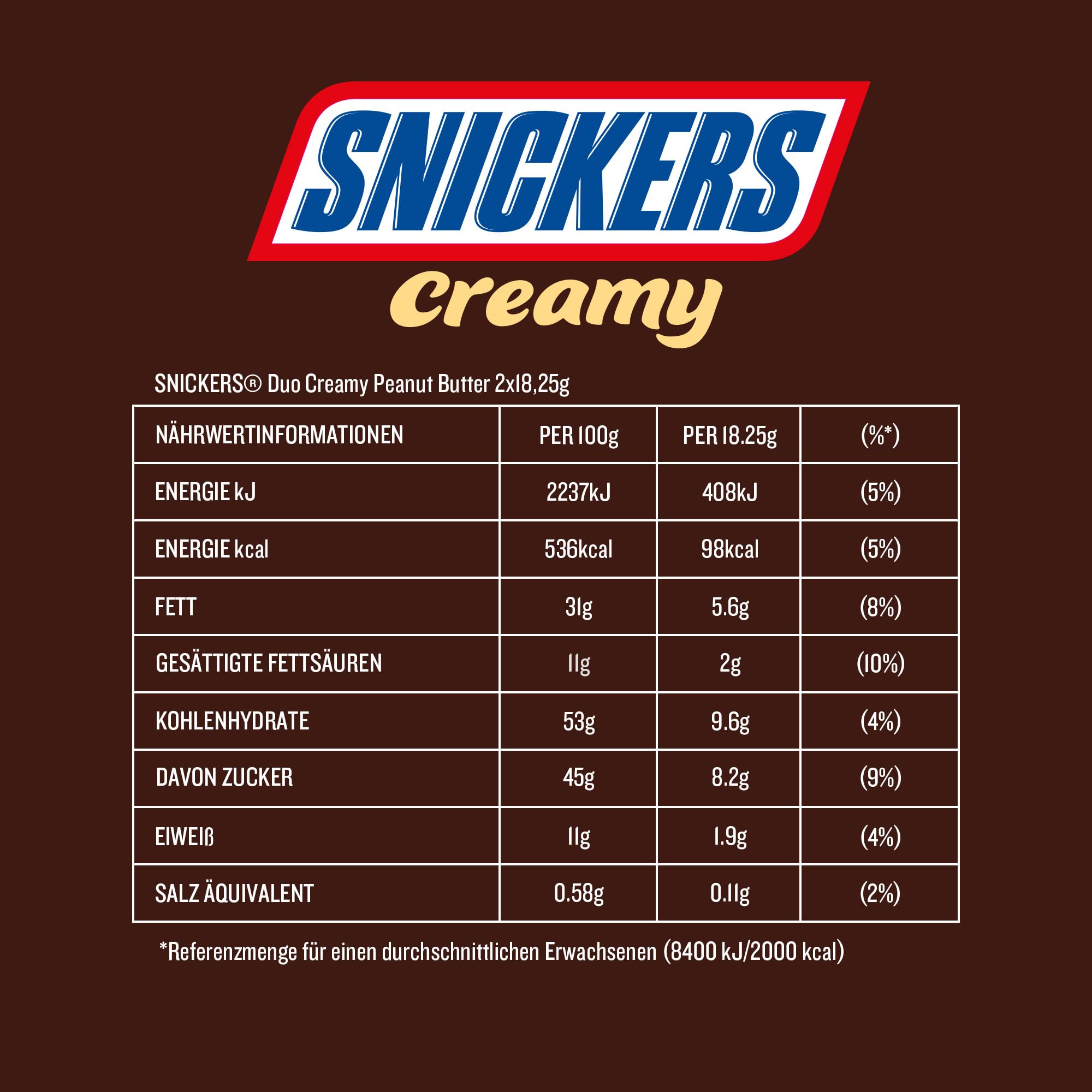 Snickers Creamy Peanutbutter Doppelriegel 24x36,5 g