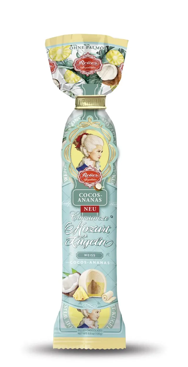 Reber Constanze Mozart-Kugeln Weiß Cocos-Ananas 5er 100 g